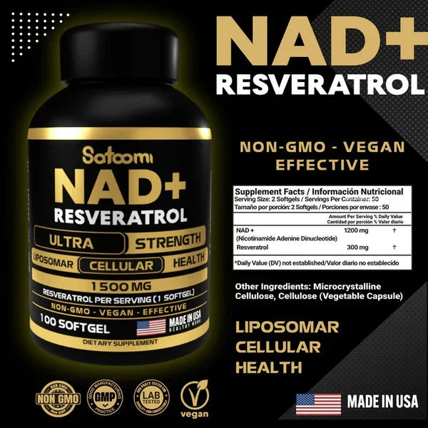 🧠 NAD + Resveratrol – Enfoque mental, energía y juventud en cada cápsula 💊