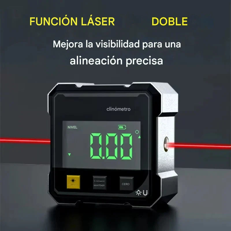📏✨ Medidor de ángulo digital magnético 4 caras con láser